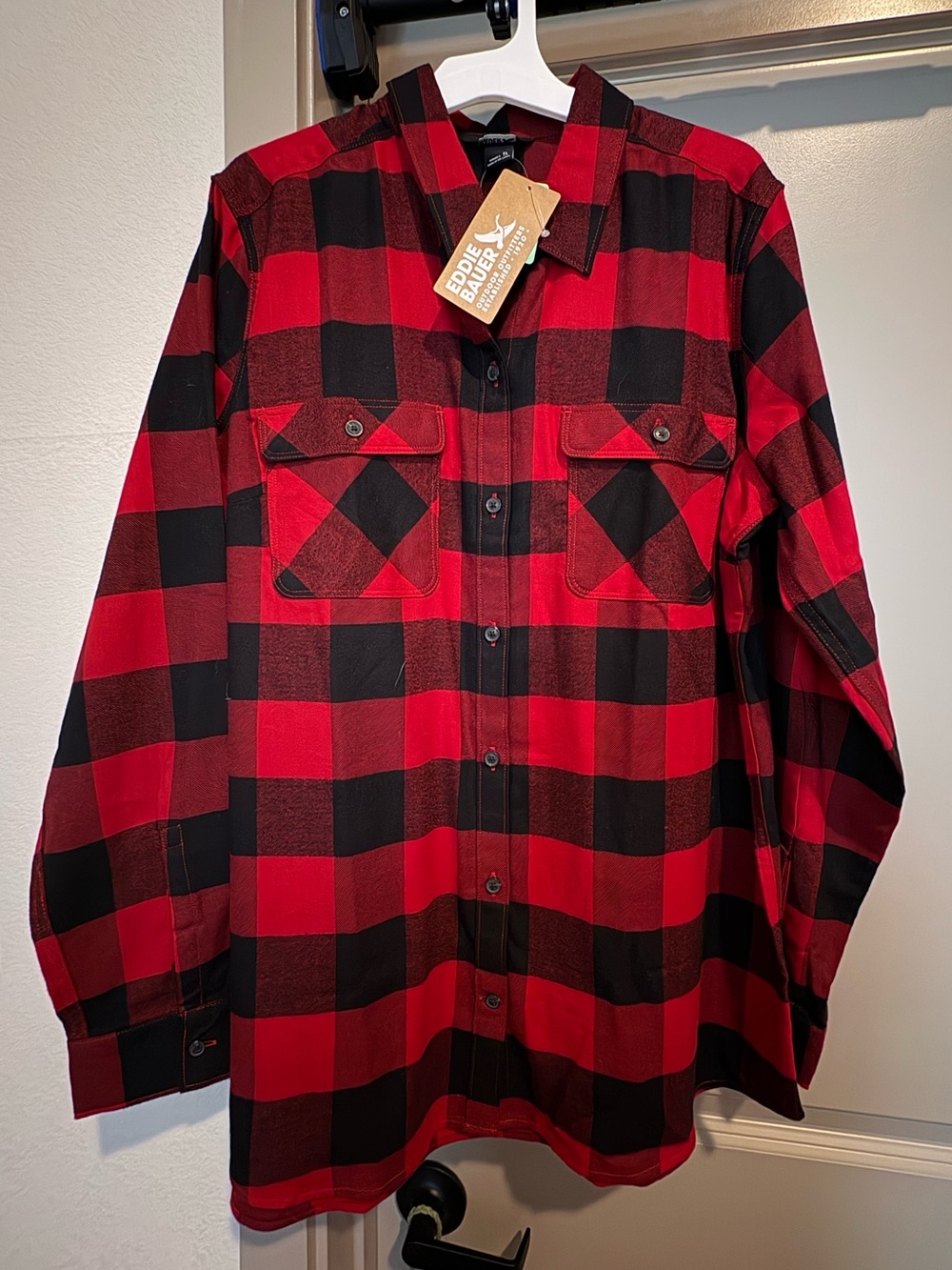 Eddie Bauer Red & Black Buffalo Plaid Button-Down Shirt NWT